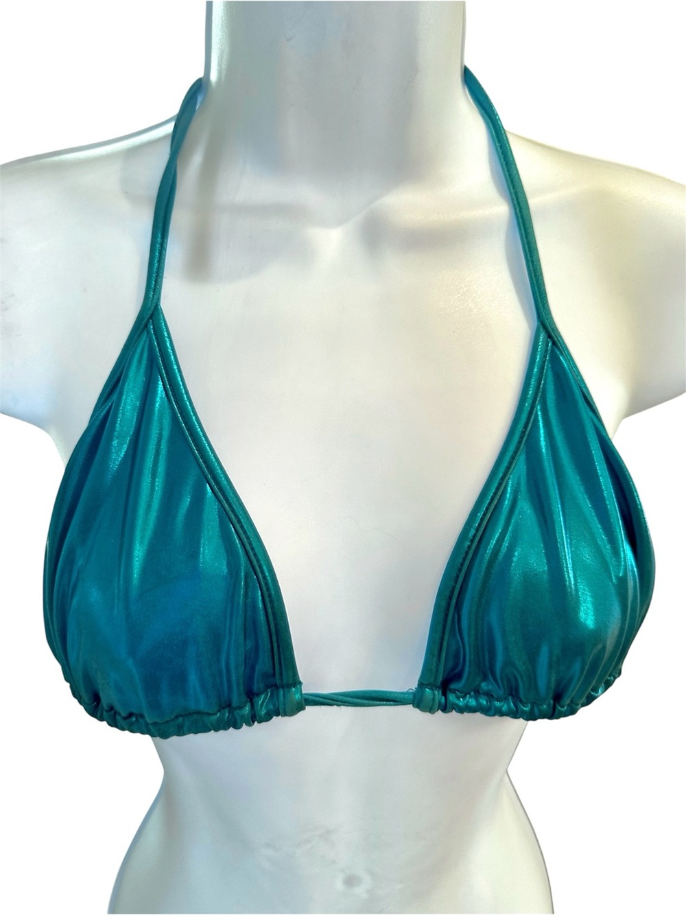 Vintage American Apparel Teal Shimmer Triangle Bikini Top